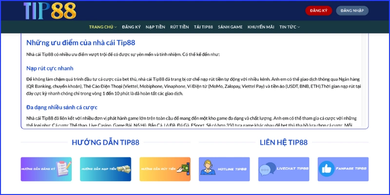 Hướng dẫn nạp tiền Tip88