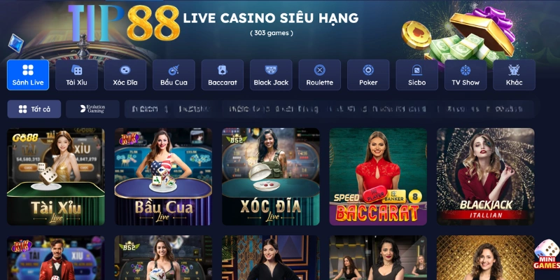 Đôi nét về sảnh Live Casino Tip88