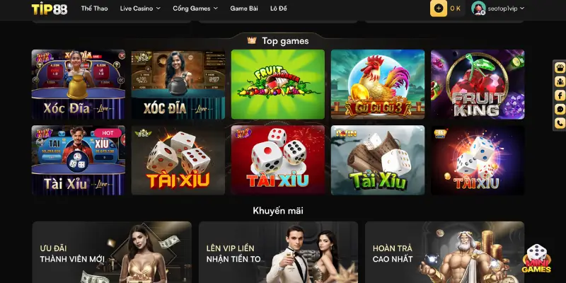 Giới Thiệu Sảnh Game Tip88